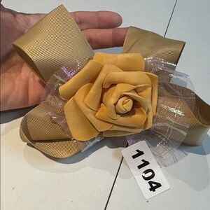1104 Gold Tone Color Rose Hair Bow Alligator Clip